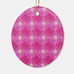 Sweet 16, Pink Diamonds Number Ceramic Ornament
