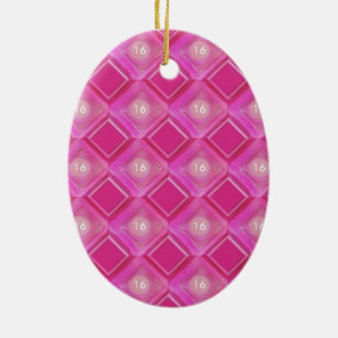 Sweet 16, Pink Diamonds Number Ceramic Ornament