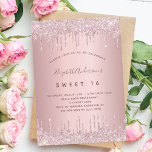 Sweet 16 pink dusty rose drips invitation<br><div class="desc">A modern,  stylish and glamorous invitation for a girl's Sweet 16,  16th birthday party.  A dusty rose,  pink background with faux glitter drip,  paint dripping look. The name is written with a hand lettered style script.
  Personalize and add your party details.</div>