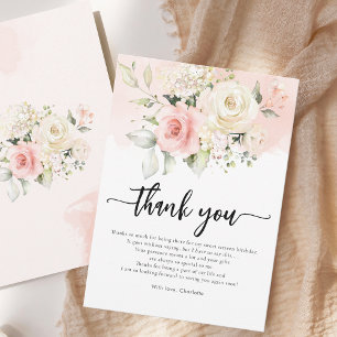 Sweet 16 Pink Floral Birthday Party Thank You Card