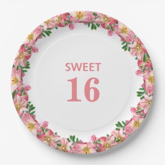Sweet 16 Pink Flower Garland on White 