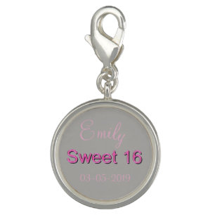 Sweet 16 Pink Number Sixteen 16th Birthday Charm