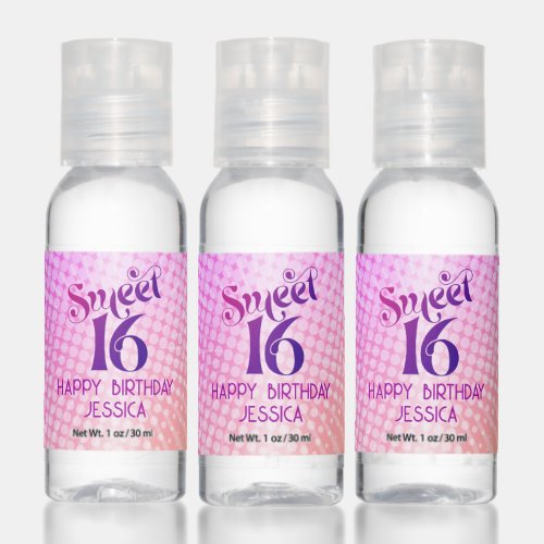 Sweet 16 Pink Orange Gradient Groovy Bold Retro Hand Sanitizer