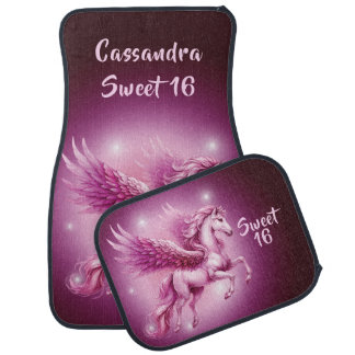 "Sweet 16" Pink Pegasus Fantasy Design Car Floor Mat