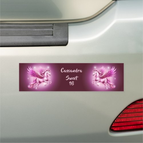 Sweet 16 Pink Pegasus Fantasy Design Car Magnet