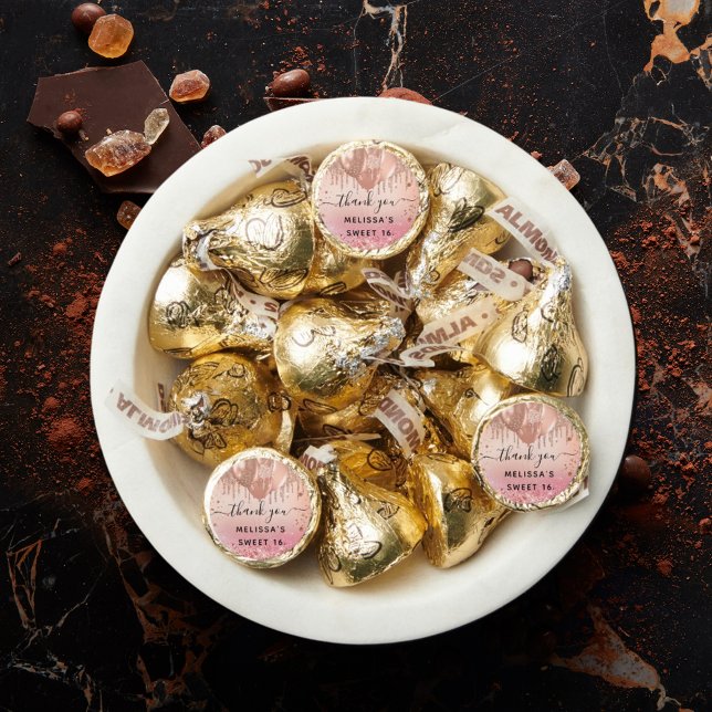 Sweet 16 pink rose gold balloons thank you hershey®'s kisses® (Creator Uploaded)