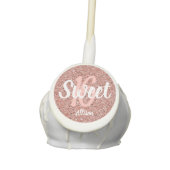 Sweet 16 Pink Rose Gold Glitter Personalized Cake Pops (Front)