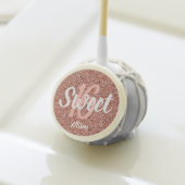 Sweet 16 Pink Rose Gold Glitter Personalized Cake Pops (Front Insitu)