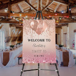 Sweet 16 pink rose gold pink welcome foam board<br><div class="desc">A rose gold and blush pink gradient background. Decorated with rose gold,  party streamers,  balloons.  Personalize and a name,   text and a date. 
Back: no design</div>