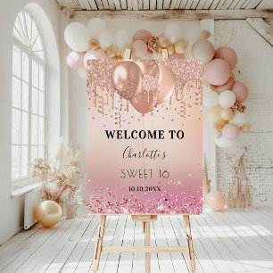 Sweet 16 pink rose gold pink welcome foam board