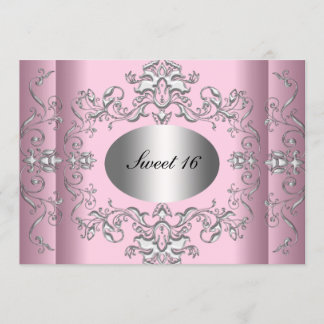 Sweet 16 Pink Silver Elegant Save The Date