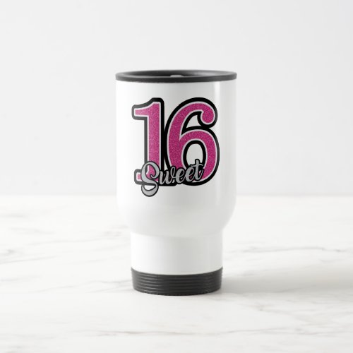 Sweet 16 Pink Silver Fancy  Travel Mug