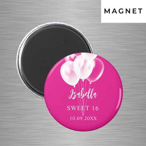 Sweet 16 pink white balloons party magnet