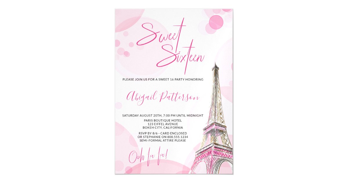 Sweet 16 Pink White Paris Themed Birthday Party Magnetic
