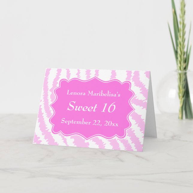 Sweet 16 Pink Zebra Print Pattern Invitation (Front)