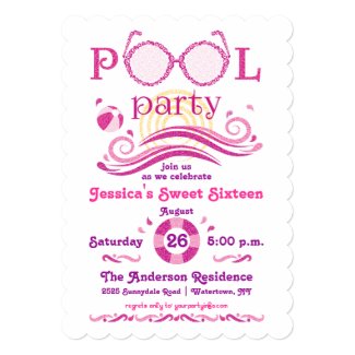 Sweet 16 Pool Party Invitation