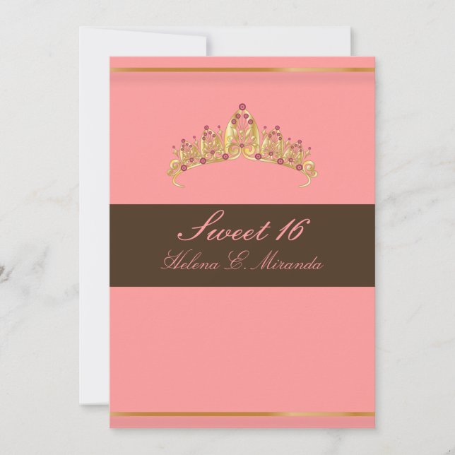 Sweet 16/ pretty in pink chocolate tiara invitation (Front)