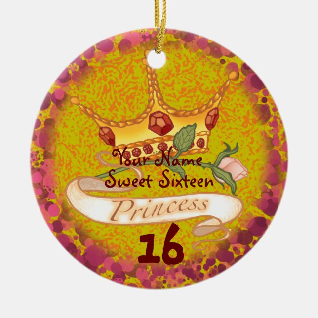 Sweet 16 Princess Birthday ornament (Front)