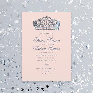 Sweet 16 Princess Crown Milestone Birthday Invitation