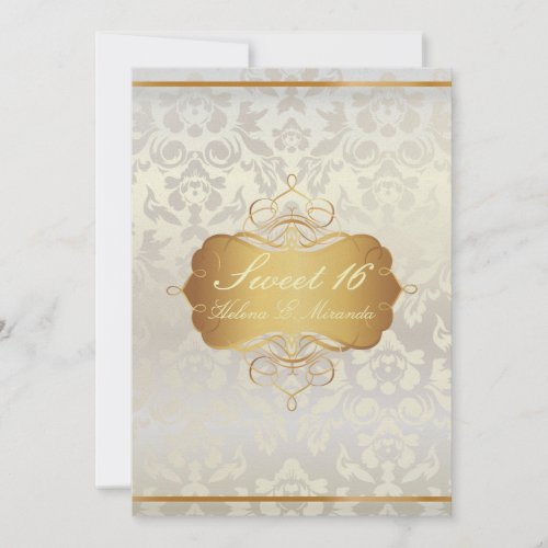 Sweet 16/ princess/pearl damask invitations