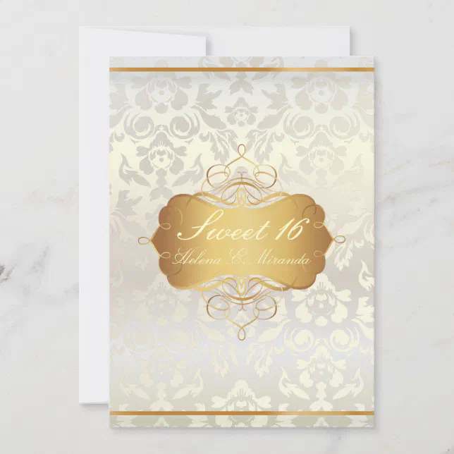 Sweet 16 Princess Pearl Damask Invitation Zazzle