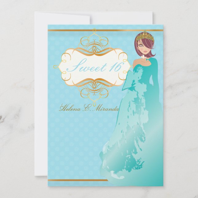 Sweet 16/ princess/polka dots invitation (Front)
