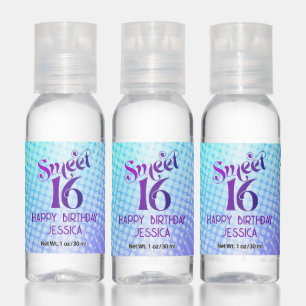 Sweet 16 Purple Blue Gradient Groovy Bold Retro Hand Sanitizer