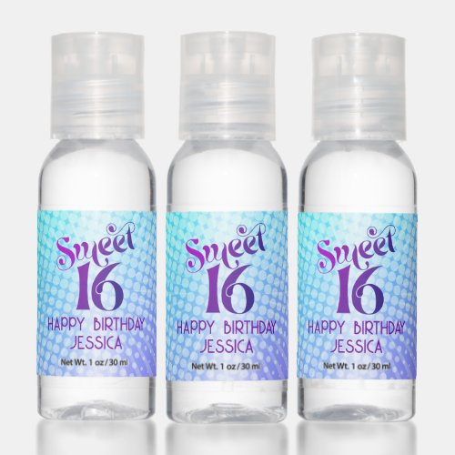 Sweet 16 Purple Blue Gradient Groovy Bold Retro Hand Sanitizer