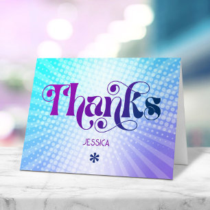 Sweet 16 Purple Blue Gradient Groovy Bold Retro Letterpress Thank You Card