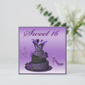 Sweet 16 Purple Diva Cake, Sparkle High Heels Invitation (Standing Front)