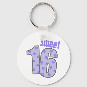Sweet 16 (Purple Dots And Stars) Keychain