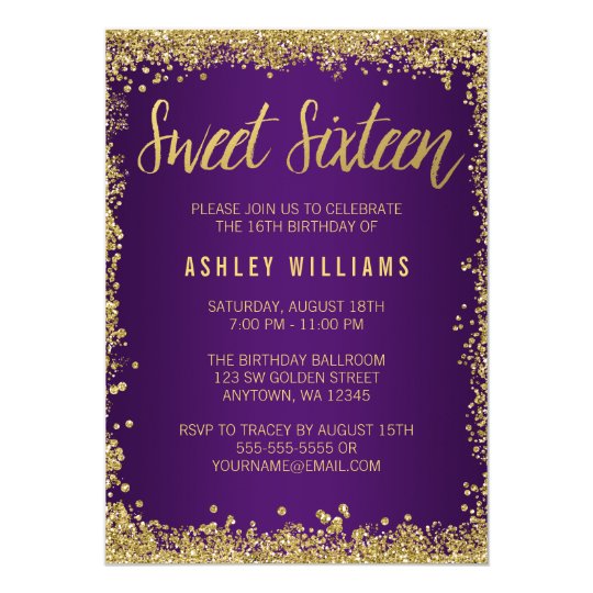 sweet 16 purple gold