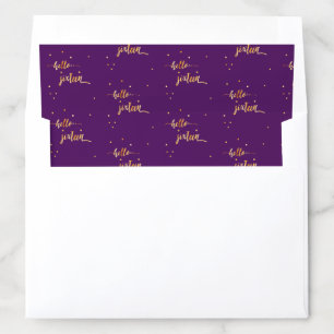 Sweet 16 purple gold hello 16 sixteen script envelope liner