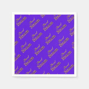 Sweet 16 Purple Gold Typography Pattern Elegant Paper Napkins
