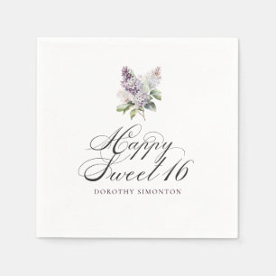 Sweet 16 Purple Lilac Spring Flower Cocktail Napkins
