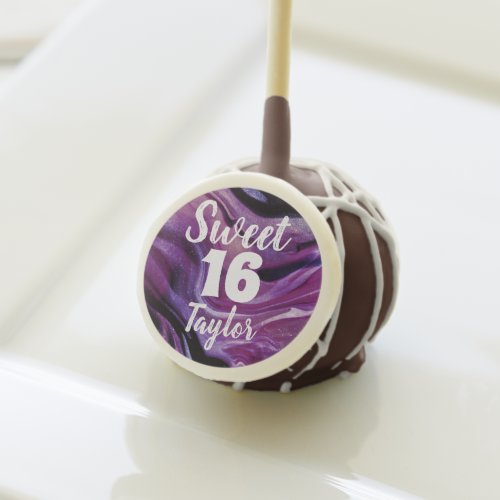 Sweet 16 Purple Marble Personalized Cake Pops