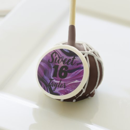 Sweet 16 Purple Marble Personalized Cake Pops