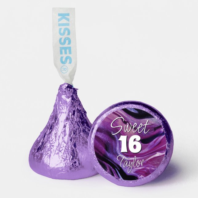 Sweet 16 Purple Marble Personalized Hershey®'s Kisses® (Front)
