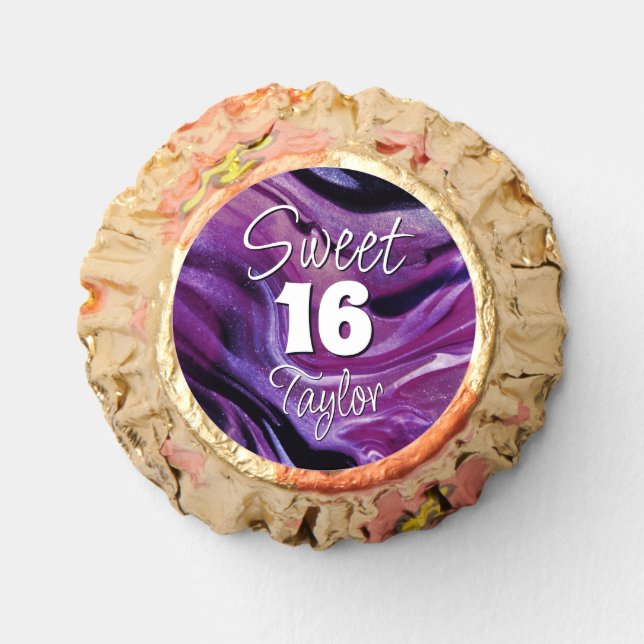 Sweet 16 Purple Marble Personalized Reese's Peanut Butter Cups (Front)