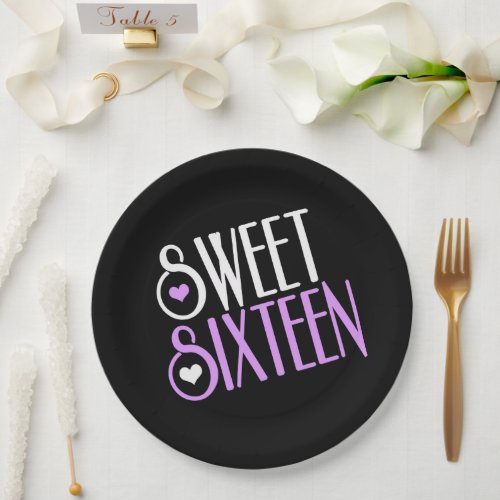 Sweet 16 Purple Paper Plates