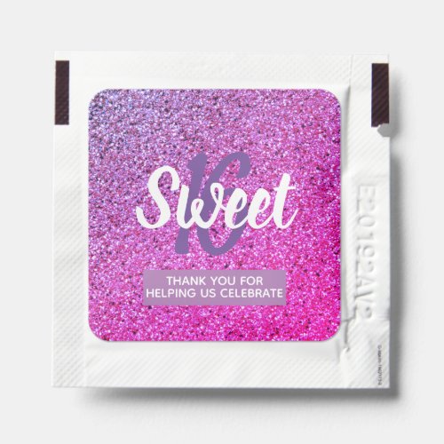 Sweet 16 Purple Pink Glitter Birthday Party Hand Sanitizer Packet