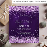 Sweet 16 purple pink glitter budget invitation flyer<br><div class="desc">Please note that this invitation is on flyer paper and very thin. Envelopes are not included. For thicker invitations (same design) please visit our store. A modern, stylish and glamorous invitation for a Sweet 16, 16th birthday party. A deep purple colored background with pink faux glitter dust. The purple color...</div>