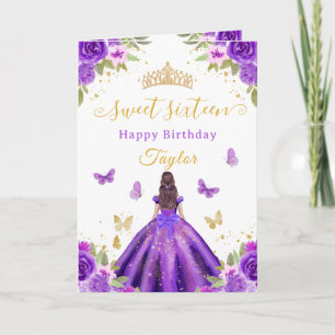 Sweet 16 Purple Princess Brunette Girl Card
