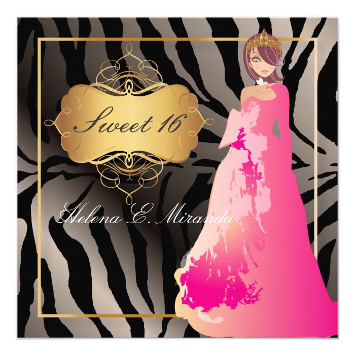 Sweet 16/ Quinceañera/Quince años/zebra stripes Invitation