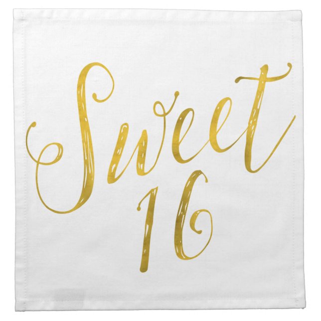 Sweet 16 Quote Faux Gold Foil Sparkly Template Napkin (Front)