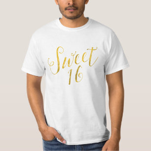 Sweet 16 Quote Faux Gold Foil Sparkly Template T-Shirt