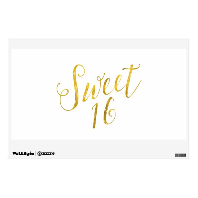 Sweet 16 Quote Faux Gold Foil Sparkly Template Wall Sticker (Front)