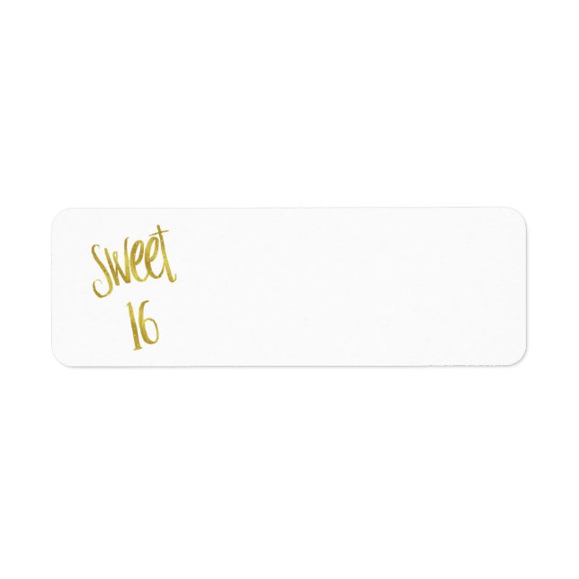 Sweet 16 Quote Faux Gold Glitter Background Label (Front)