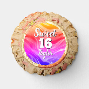 Sweet 16 Rainbow Colored Marble Personalized Reese's Peanut Butter Cups