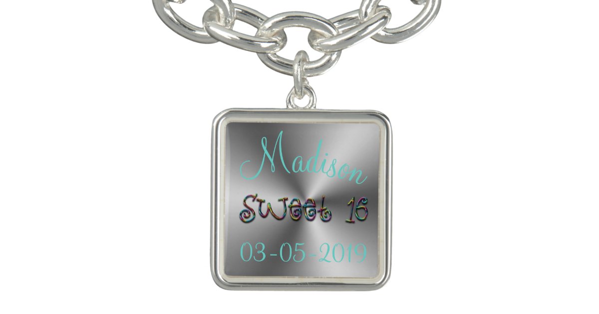  Sweet 16 cord bracelet, sweet 16 charm bracelet, adjustable  bracelet, charm bracelet, personalized bracelet, initial, monogram :  Handmade Products